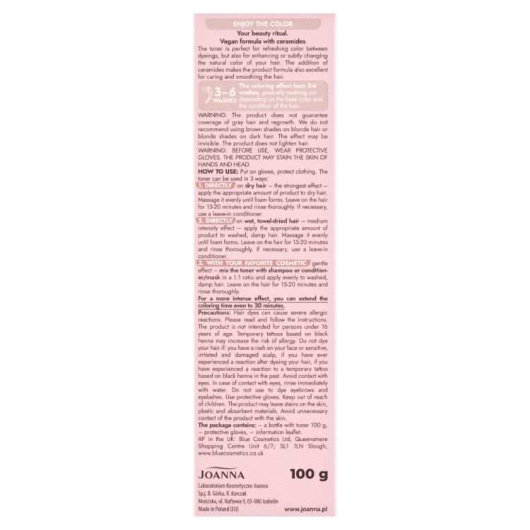 JOANNA ULTRA COLOR HAIR TONER Strawberry latte 100 g JOANNA ULTRA COLOR HAIR TONER Strawberry latte 100 g
