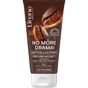 Lirene NO MORE DRAMA! Firming body scrub with with coffee and green tea extracts for shower 175g Lirene NO MORE DRAMA! Firming body scrub with with coffee and green tea extracts for shower 175g