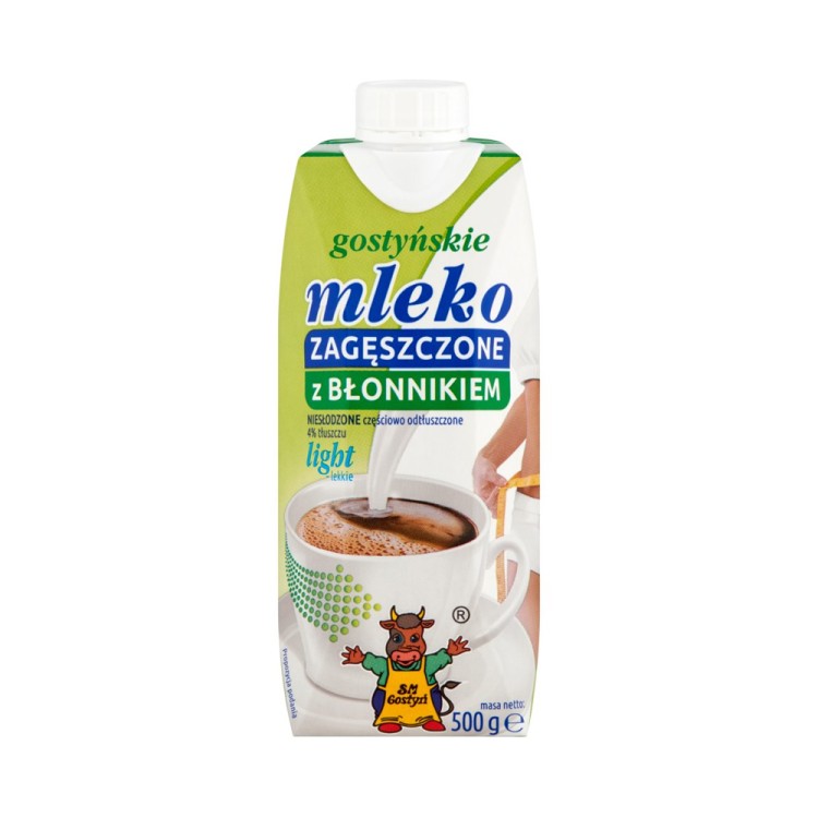 GOSTYŃ condensed unsweetened condensed milk light with fiber 4% fat 500g