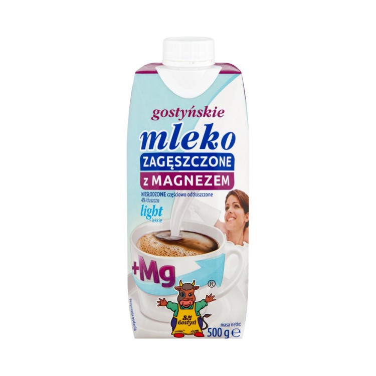 GOSTYŃ Gostyń  unsweetened condensed milk with magnesium light 4% 500g