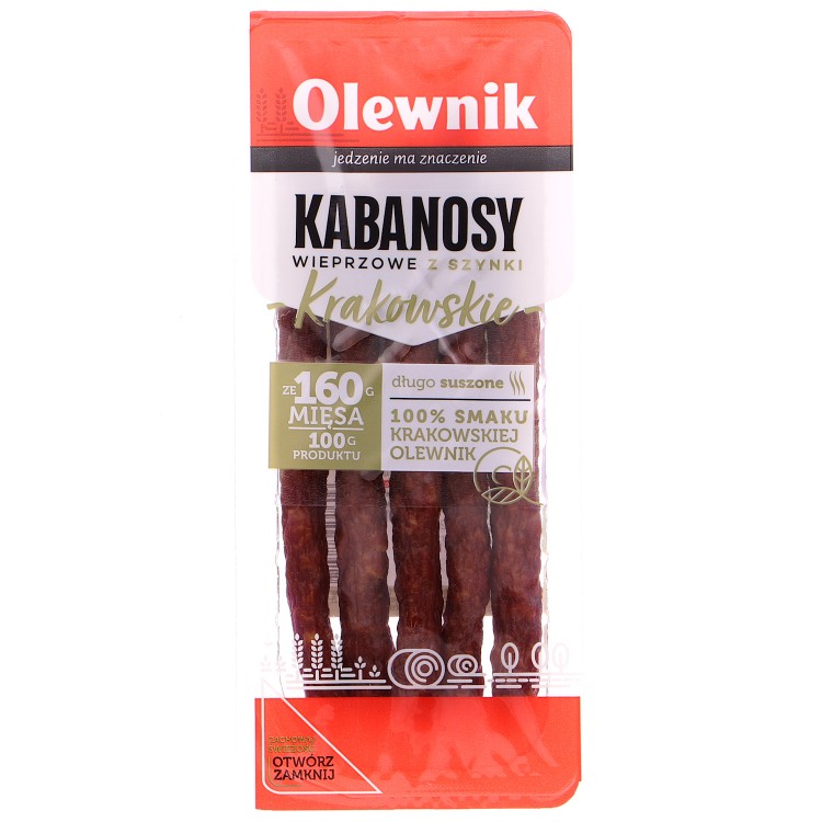 OLEWNIK  KABANOSY PORK HAM SAUSAGES 90 gr