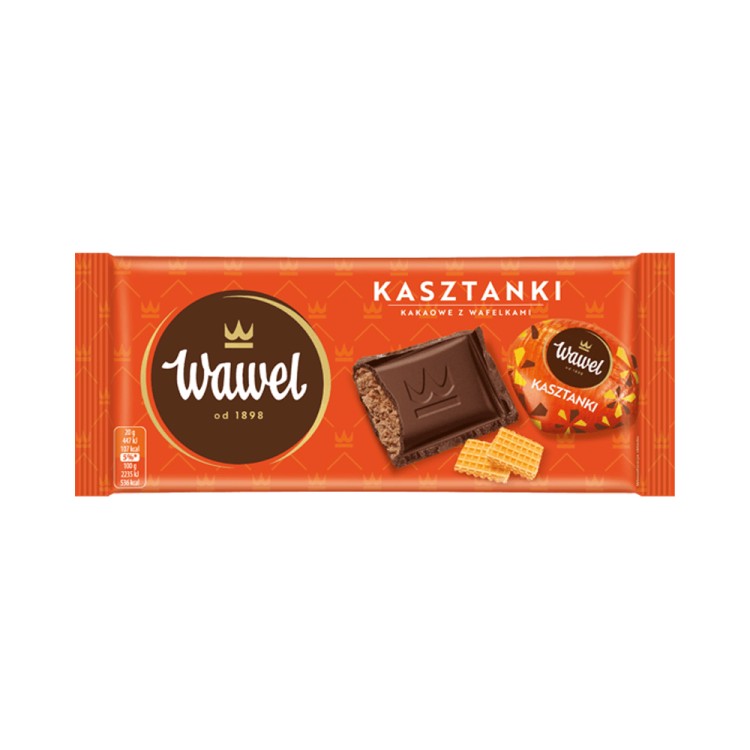 WAWEL KASZTANKI CHOCOLATE WITH COCOA FILLING WITH CRUNCHY WAFERS 100g