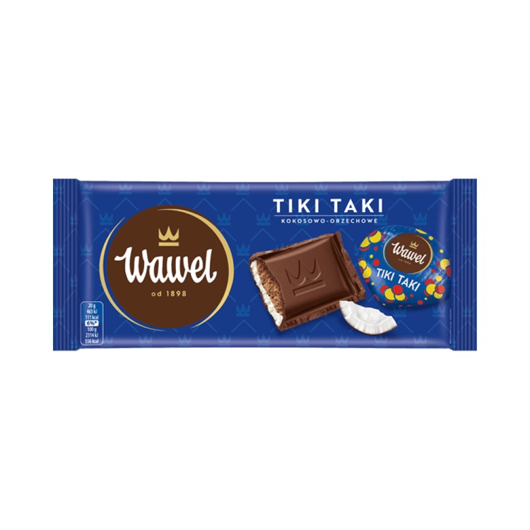 WAWEL TIKI TAKI  CHOCOLATE  WITH COCONUT AND PEANUT FILLING 100g