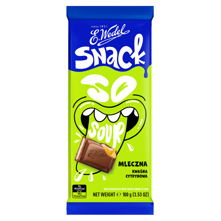 WEDEL SNACK So Sour chocolate bar with a lemon filling 100g