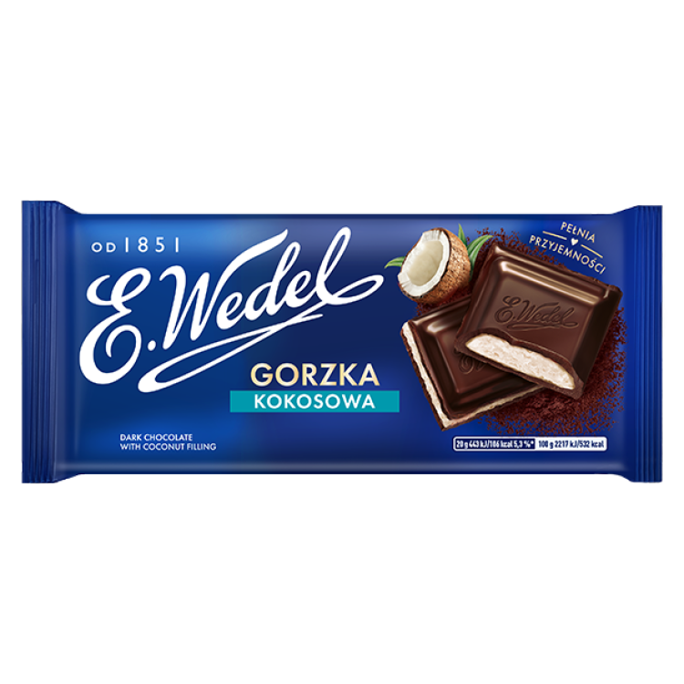 WEDEL DARK COCONUT CHOCOLATE dark chocolate with coconut filling 100g