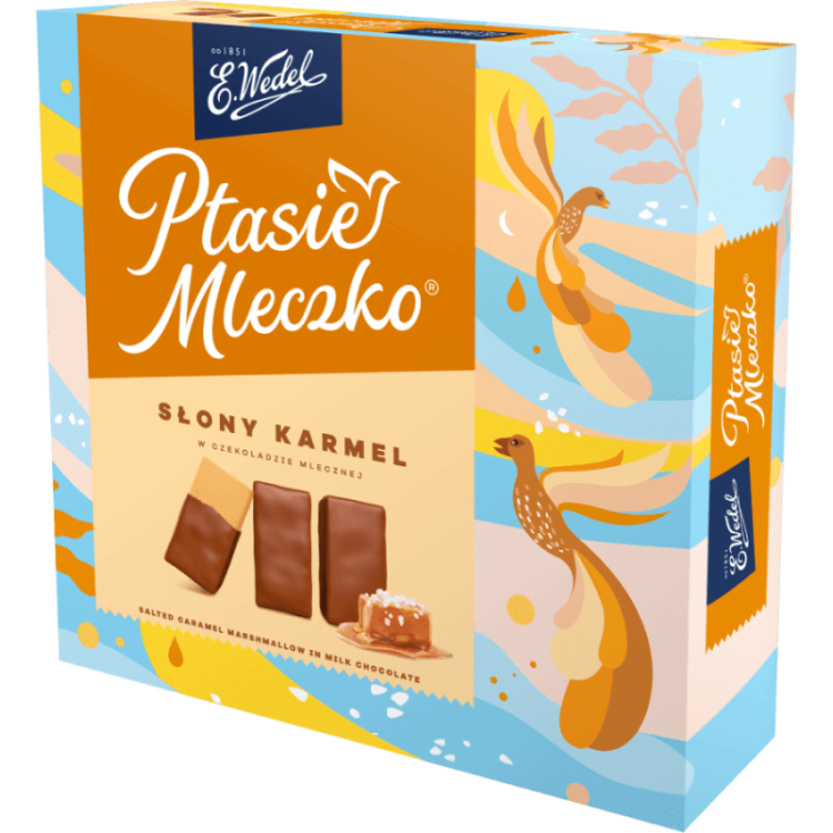 WEDEL PTASIE MLECZKO® MARSHMALLOWS WITH A SALTED CARAMEL FLAVOR  IN CHOCOLATE 340G