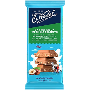 WEDEL EXTRA MILK CHOCOLATE WITH PIECES OF HAZELNUTS 80g