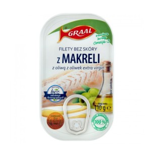 GRAAL Skinless mackerel fillets with extra virgin olive oil 110 g GRAAL Skinless mackerel fillets with extra virgin olive oil 110 g