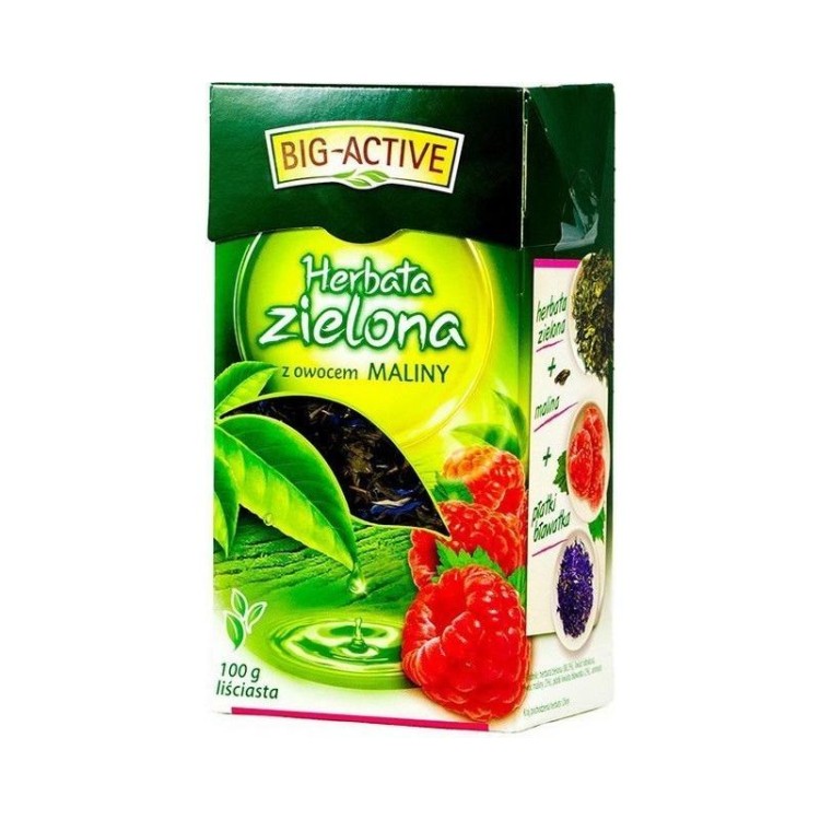 HERBAPOL BIG-ACTIVE GREEN TEA WITH RASPBERRY - 100g