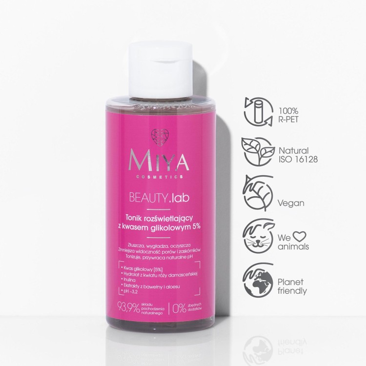 Miya Cosmetics Brightening Tonic with 5% glycolic acid, 150ml EXP: 06.2024