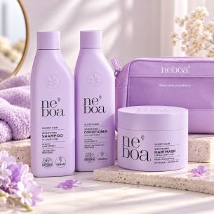 Neboa Glossy Hair Smoothing Gift Set - Shampoo, Conditioner, Hair Mask & FREE Cosmetic Bag Neboa Glossy Hair Smoothing Gift Set - Shampoo, Conditioner, Hair Mask & FREE Cosmetic Bag
