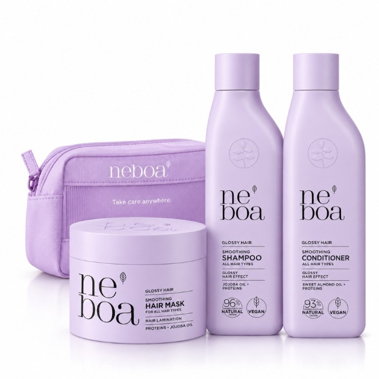 Neboa Glossy Hair Smoothing Gift Set - Shampoo, Conditioner, Hair Mask & FREE Cosmetic Bag Neboa Glossy Hair Smoothing Gift Set - Shampoo, Conditioner, Hair Mask & FREE Cosmetic Bag