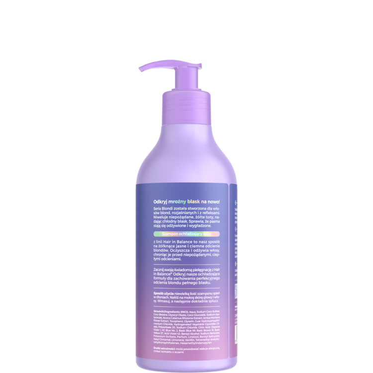 ONLYBIO HAIR IN BALANCE BLONDI Hair color-cooling shampoo 400ml ONLYBIO HAIR IN BALANCE BLONDI Hair color-cooling shampoo 400ml