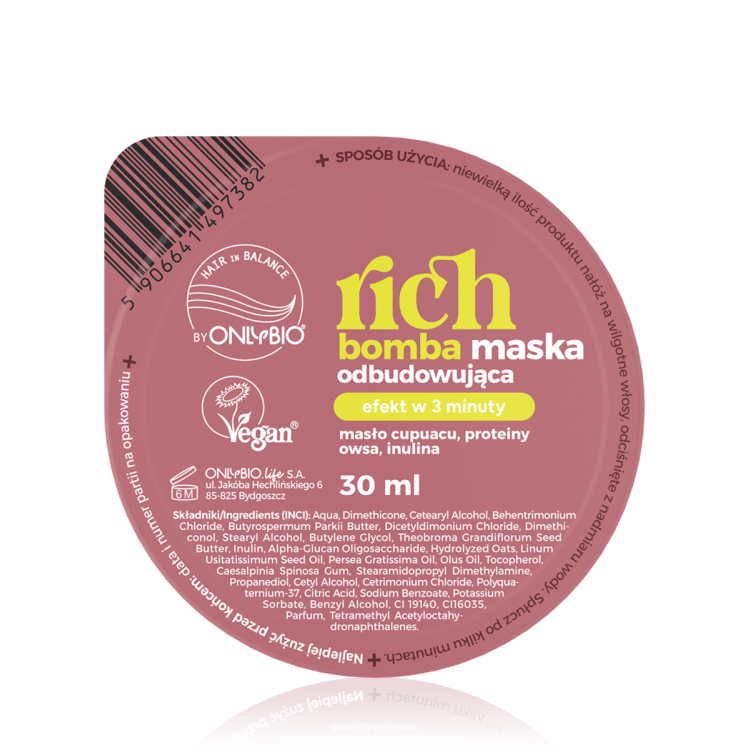 ONLYBIO HAIR IN BALANCE RICH BOMB restorative mask 30 ml
