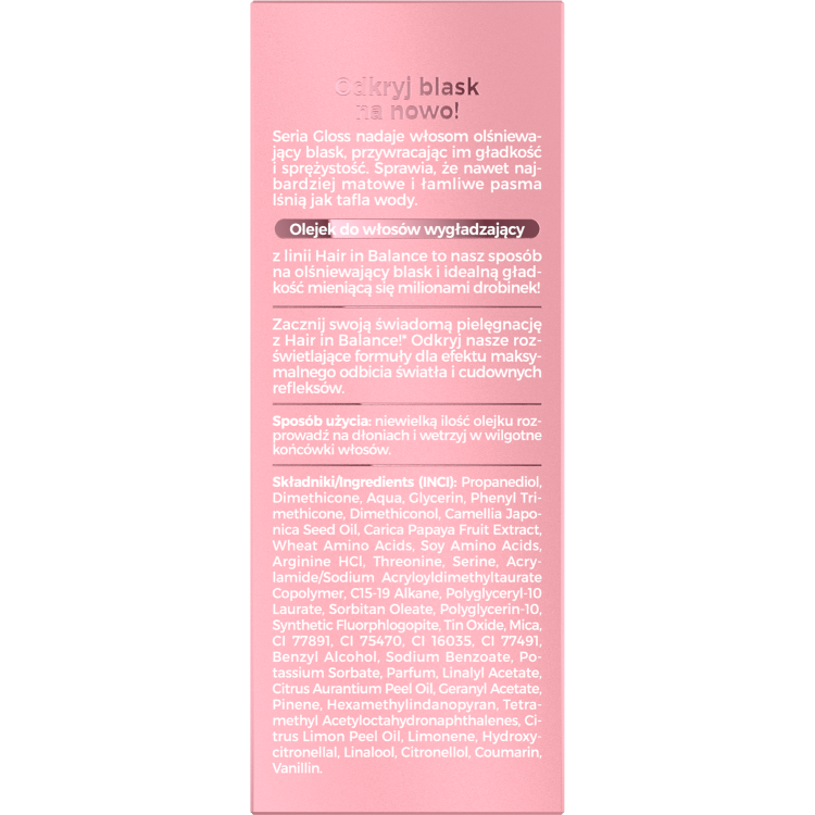 Onlybio Hair in Balance GLOSS Smoothing Oil with brightening effect 20ml