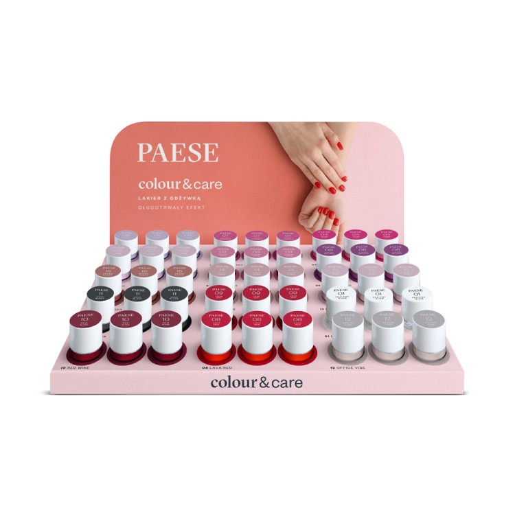 PAESE COLOR & CARE set of 45 nail polishes 5.5ml in a display