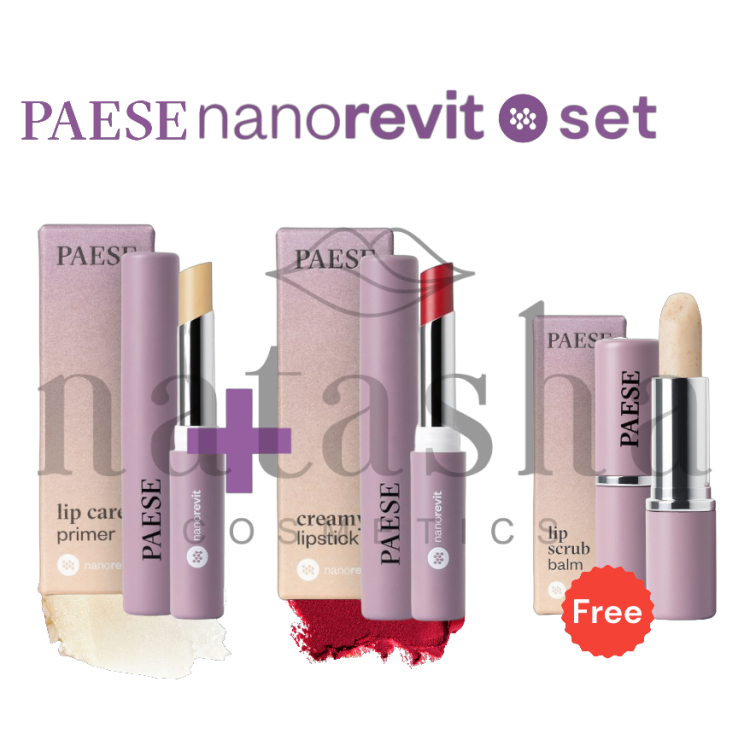 PAESE NANOREVIT BUNDLE lip primer gold + creamy lipstick nr 17 Rose