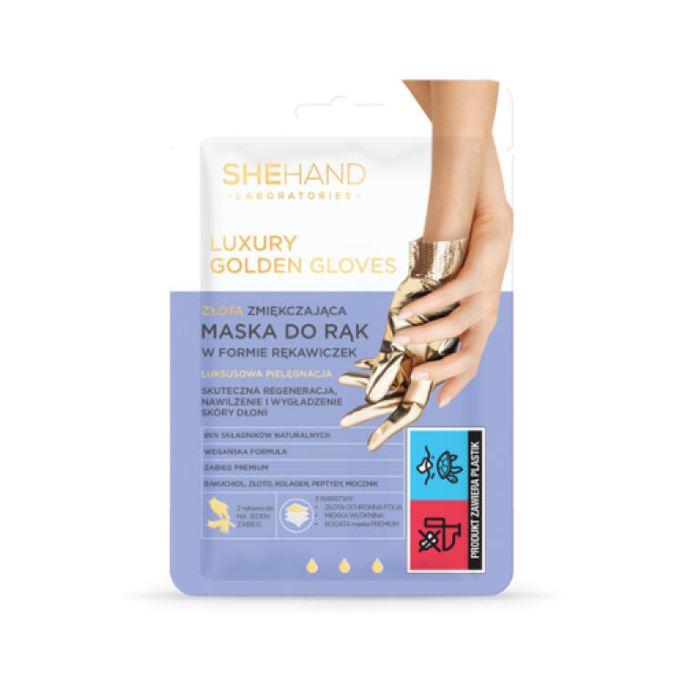 SHE COSMETICS SHEHAND LUXURY GOLDEN SOFTENING MASK FOR HANDS IN THE FORM OF GLOVES 1PAIR