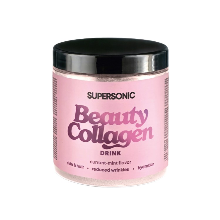 SUPERSONIC BEAUTY COLLAGEN DRINK WITH HYALURONIC ACID AND ELECTROLYTES CURRANT AND MINT FLAVOUR 180G SUPERSONIC BEAUTY COLLAGEN DRINK WITH HYALURONIC ACID AND ELECTROLYTES CURRANT AND MINT FLAVOUR 180G
