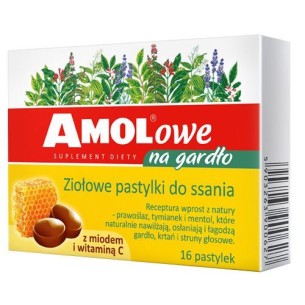 AMOLOWE HERBAL LOZENGERS FOR THE THROAT HONEY & LEMON 16 pcs. AMOLOWE HERBAL LOZENGERS FOR THE THROAT HONEY & LEMON 16 pcs.