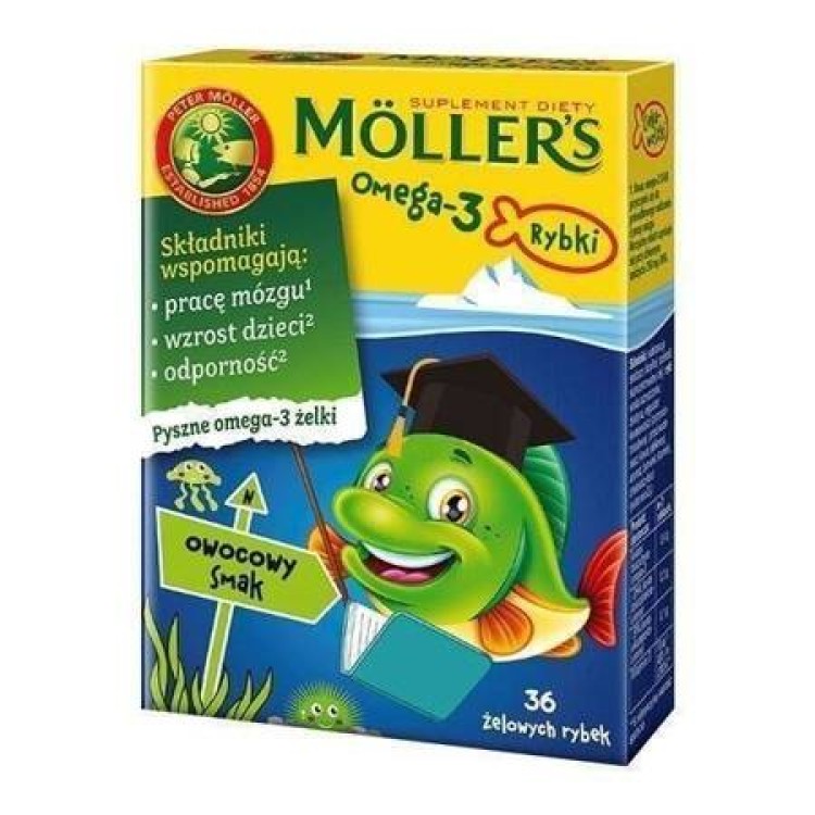 Moller's OMEGA-3 Fish-shaped, fruit flavoured gummies - 36pcs EXP: 05.2024