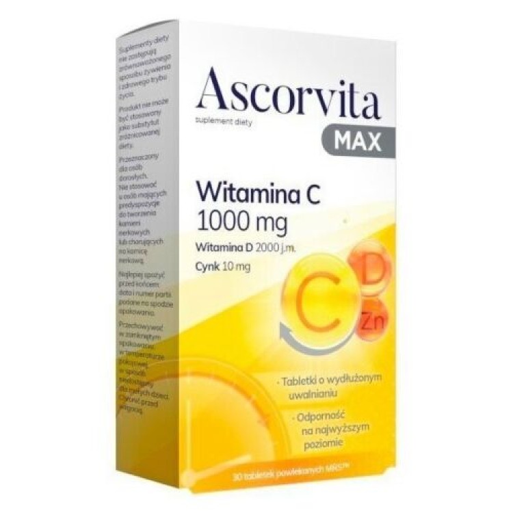 ZDROVIT Ascorvita Max Vit C + Vit D + Zinc 30 tablets