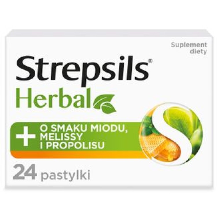 RECKITT Strepsils Herbal with Honey, Lemon Balm and Propolis 24 lozenges