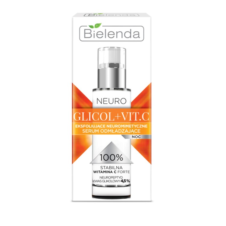 BIELENDA NEURO GLYCOL + VIT.C Exfoliating Face Serum for night, 30 ml
