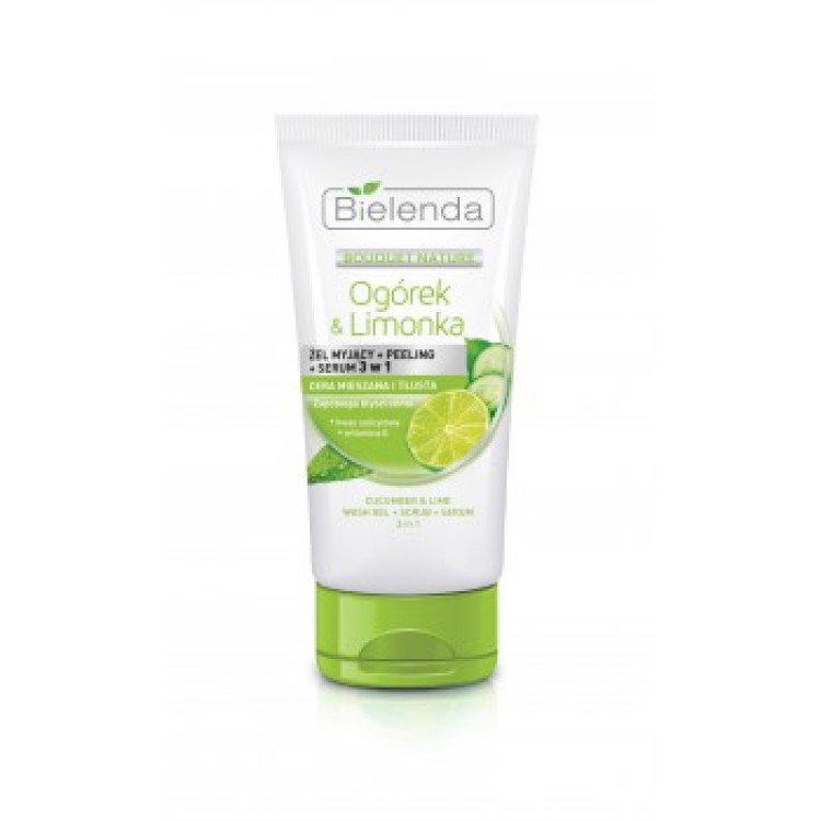 BIELENDA CUCUMBER & LIME 3in1 WASH GEL + SCRUB + SERUM, 150ml