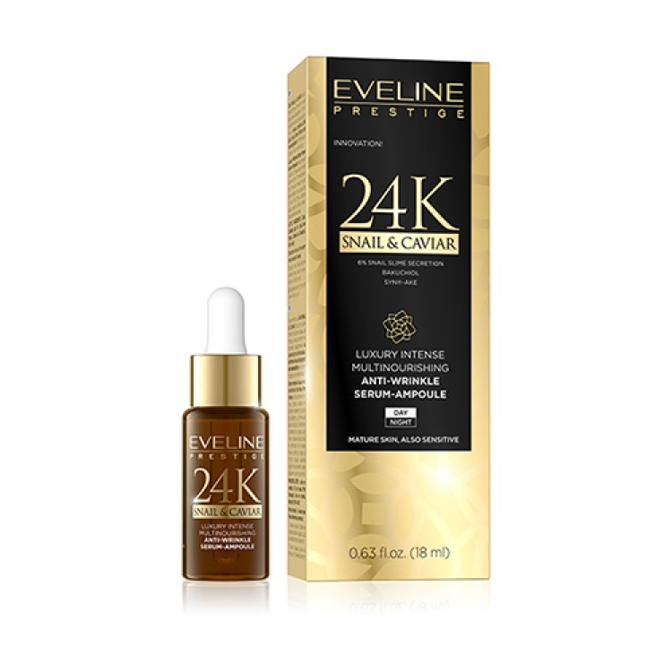 EVELINE 24K SNAIL & CAVIAR LUXURY ANTI-WRINKLE SERUM AMPOULE 18ML