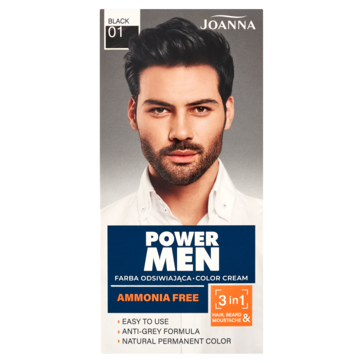 Joanna Power Men 3-in-1 hair color cream 01 BLACK