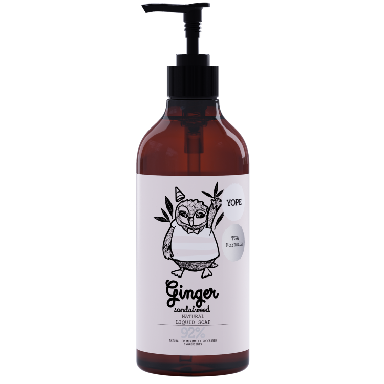 YOPE NATURAL TGA LIQUID HAND SOAP WITH GINGER AND SANDALWOOD 500ML